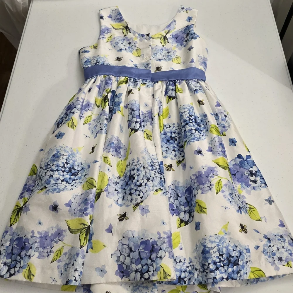 Gymboree Girls Blue Roses Floral Elegant Formal Fancy Ruffled Dress Size 12 NEW